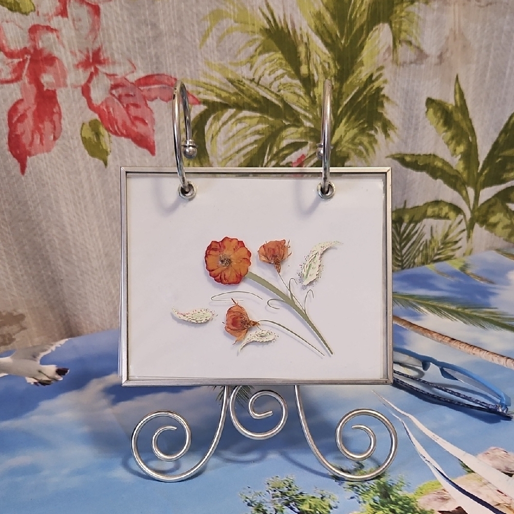 Floral Glass Photo Rolidex